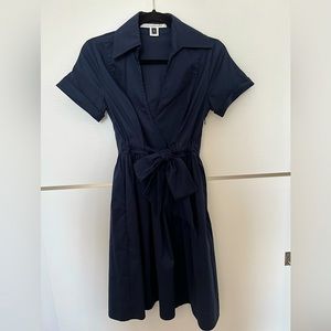 Diane Von Furstenberg Navy Collared Wrap Dress - Size 4